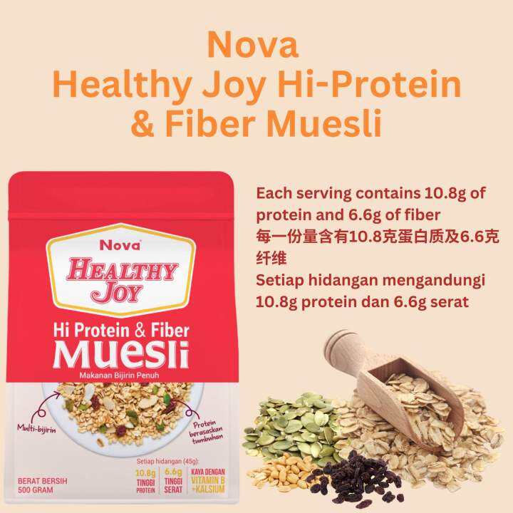 NOVA Healthy Joy HiProtein & Fiber Muesli 500g [Best Protein Source