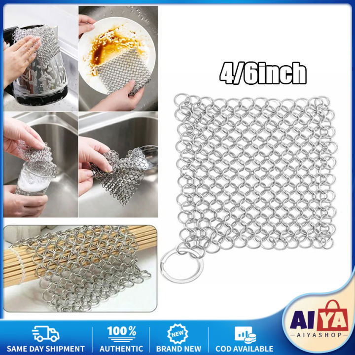 Cast Iron Cleaner, Stainless Steel Pot Brush Net, Cast Iron Chainmail  Scrubber, Metal Scrubber, Premium Cleaning Tool For Cleaning Pots, Woks,  Pans, Bbq Grill, Cleaning Supplies, Cleaning Tool, Christmas Supplies - Temu