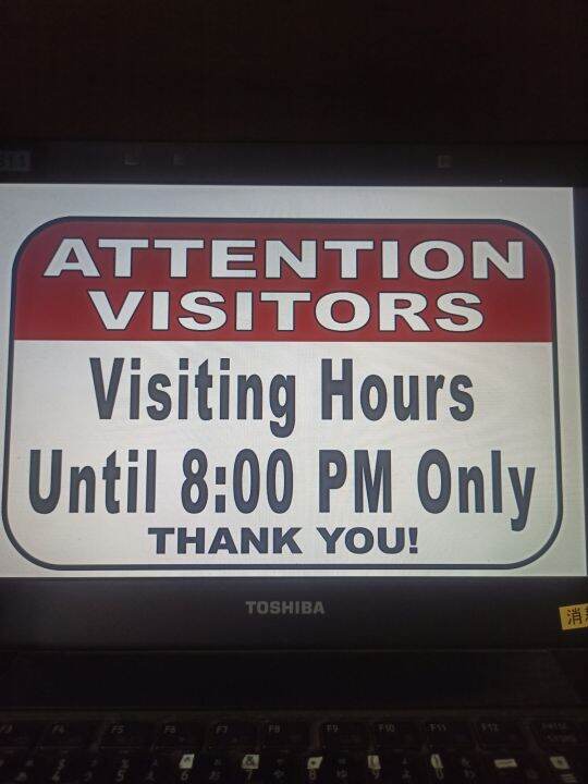 Visiting Hours Signage PVC Plastic (Like ID) 7.8x11 inches. For Gates
