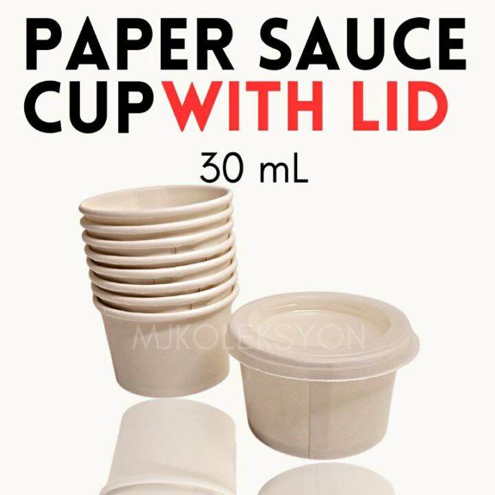 Paper Sauce Cup w/ Lid 30ml mini Paper Bowl for sauce 50pcs | Lazada PH