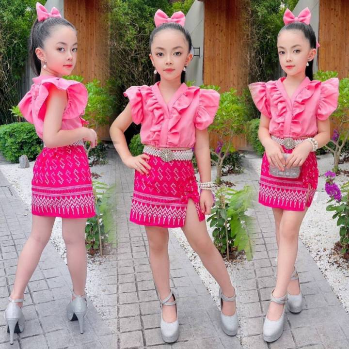 ชุดไทยเด็ก-ชุดไทยเด็กผู้หญิง-ชุดไทยประยุกต์เด็ก-ชุดไทยเด็กสีชมพู-ชุดไทยเด็กใส่ไปงานแต่ง-ชุดไทยเด็กใส่ไปงานบวช