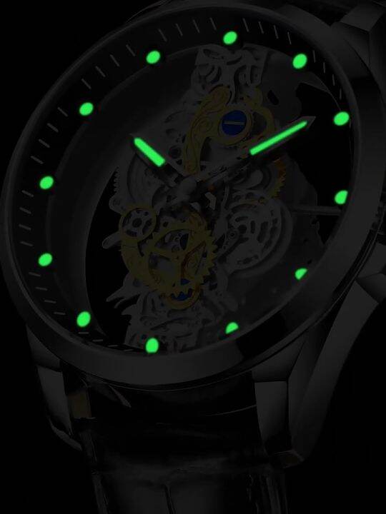 Authentic Skeleton Quartz Watch Stainless Steel Waterproof Men Watches