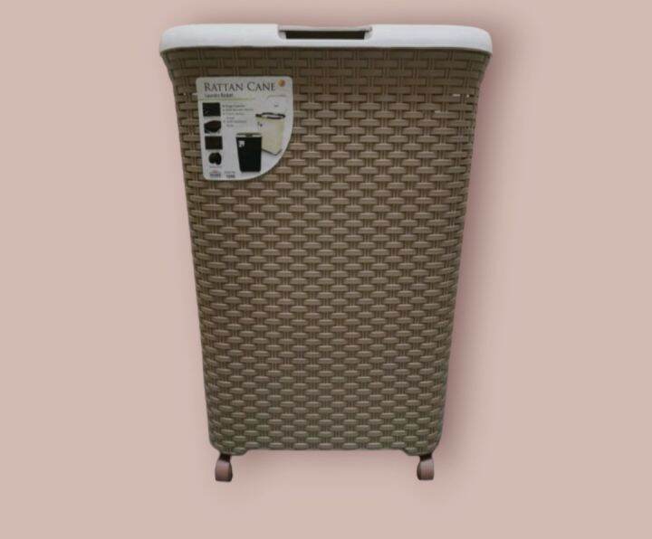 Rattan Cane Laundry Basket with wheels Lazada PH