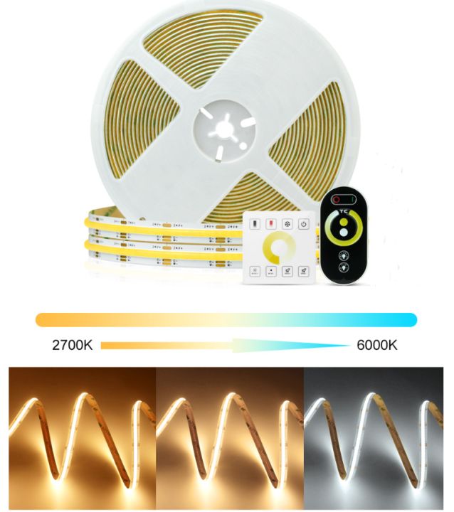 Cob Cct Led Strips Lights Ultrathin Mm Wires K Dimmable Bicolor Led Cob Strip Decor