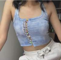 Meraki Rech เสื้อกล้ามมัดย้อมกลัดตกแต่งสีน้ำเงิน