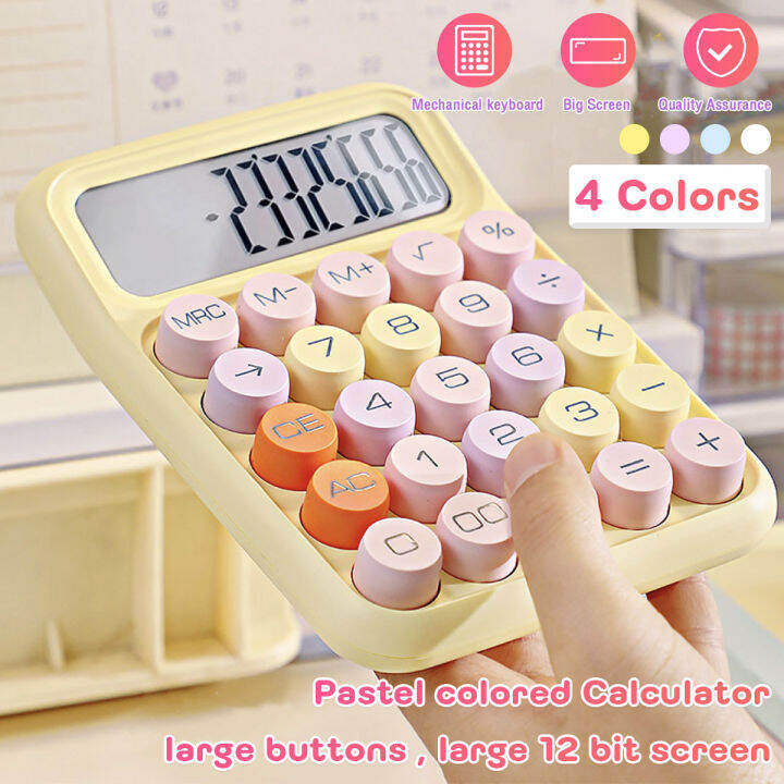 Cute Desktop Calculator 12 Digits Large LCD Display Students Basic