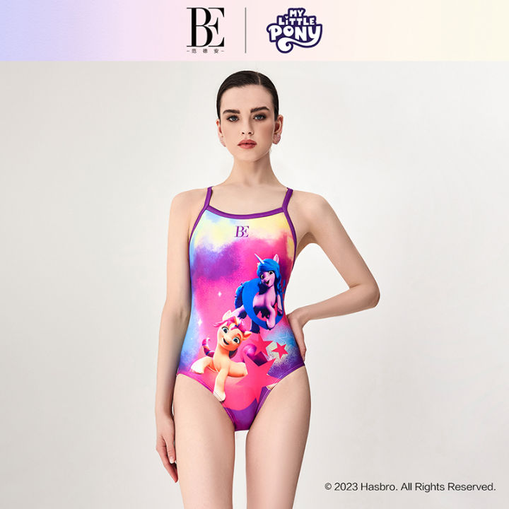 be-ชุดว่ายน้ำวันพีซสินค้าใหม่2023ยี่ห้อ-vandan-little-pony-baoli-ชุดว่ายน้ำปิดหน้าท้องสีตัดกันสำหรับผู้หญิงว่ายน้ำแห้งเร็ว