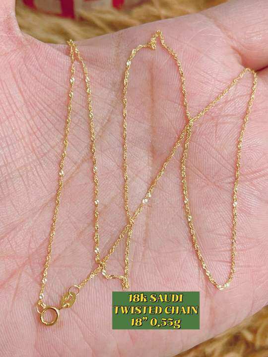 PAWNABLE 18k SAUDI GOLD TWISTED CHAIN 18” Lazada PH