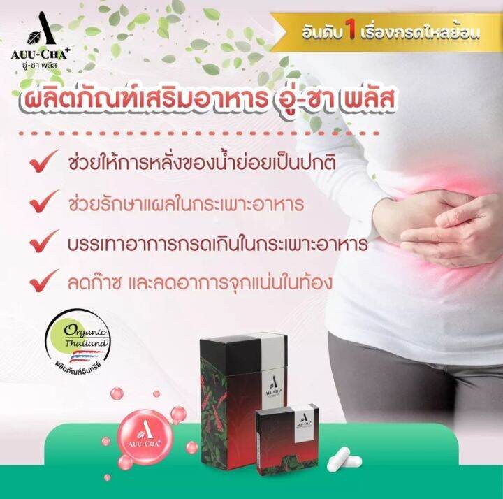 อู่ชา-แคปซูล-auu-cha-อู่ชา-พลัส-สมุนไพรแก้กรดไหลย้อน-สมุนไพรกรดไหลย้อน-สมุนไพรบรรเทากรดไหลย้อน-2-กล่อง