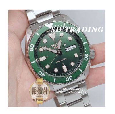 SEIKO SPORTS 5 Automatic นาฬิกาข้อมือผู้ชายสีเงิน หน้าปัดเขียว สายสแตนเลส รุ่น SRPD63K1 SRPD63 ประกันศูนย์ไทย 1ปี