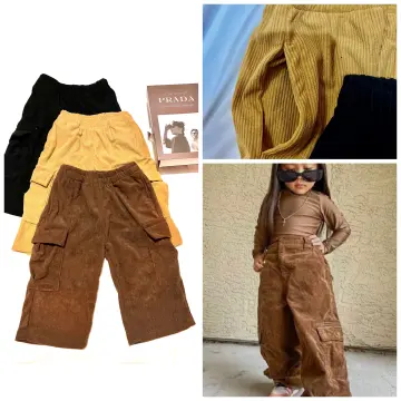 Corduroy Unisex Cargo Pants for Kids Girls and Boys Bottom Plain