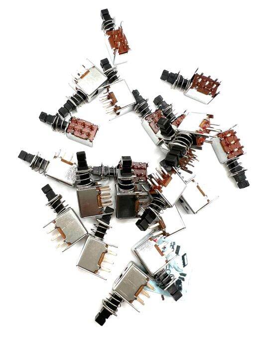 Pushปุ่มสวิทช์DPDTคู่เสา6 Pin SelfLocking Key Power Switchesสีดำ กดไม่