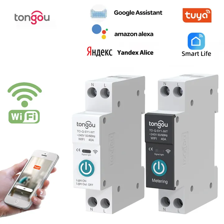 TUYA With Metering WIFI Smart Circuit Breaker 1P 63A DIN Rail for Smart ...