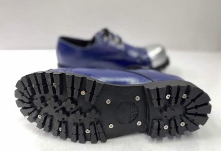 รองเท้าหัวเหล็กอันเดอร์กราวหนังสีน้ำเงินเหล็กนอก-หนังแท้100-กันน้ำกันน้ำมัน-อึดถึกทน
