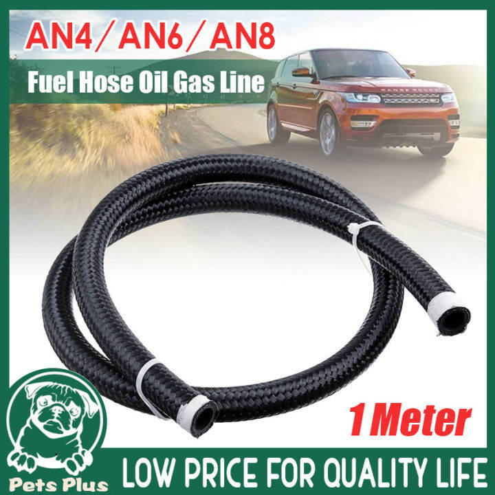 1M Nylon Steel Braided Brake Gas Oil Fuel Line Hose AN4 AN6 AN8 Soft