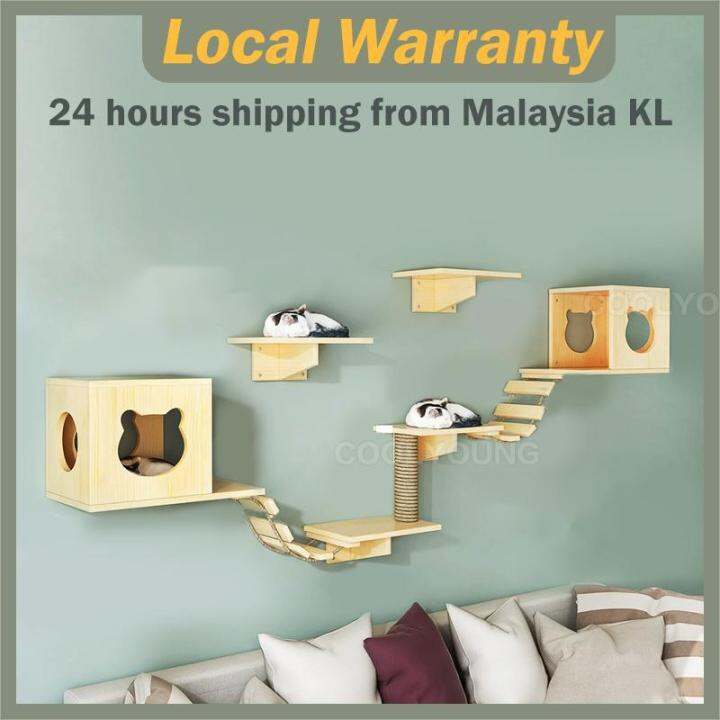 【Ready Stock】DIY Solid Wood Cat Wall climbing cat house indoor wood Cat tree wood cat box house