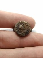 แหวนแกะสลักโรมัน กรีกโบราณ แหวนโบราณ ขนาด 52 Rare Unique Roman Greek Bronze Seal Signet Intaglio Engraved Round Ring Size 52 or 6US Jewelry Vintage Ethnic Art