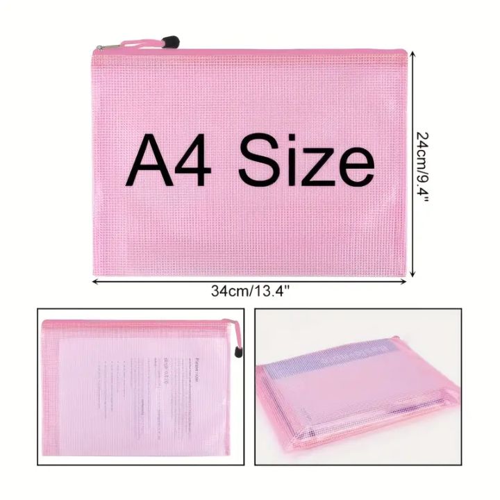 10 Pcs Mesh Zipper Pouch Bags,5 Colors Letter Size A4 Size Waterproof  Plastic Document File Bags,Multipurpose Puzzle Project Bags for Travel