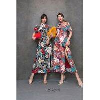 (นางแบบใส่ชุดขาย) FloraL GardeN Modern Qipao Chinese Dress ชุดกี่เพ้า ผ้านุ่มลื่นใส่สบาย แต่งกระดุมหลอกเฉียง เดรสกี่เพ้า แขนตั้งนิดๆ สวยเหนี่ยวทรัพย์
