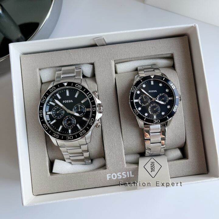 ของแท้100-fossil-his-and-hers-multifunction-stainless-steel-watch-bq2751-bq2753-bq2754