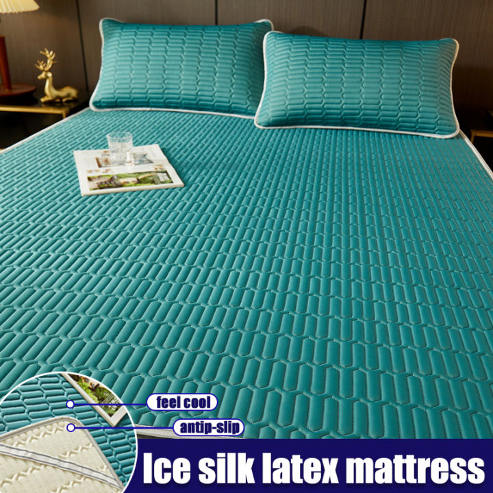 Ice Silk Latex Mattress Protector Pad Soft Tatami Bed Mat Anti-Slip ...