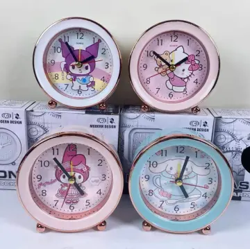New Kawaii Sanrio HelloKitty Alarm Clock Cute Anime Living Room Decoration  Home Cartoon Silent Clock Student Wake Up Alarm Clock