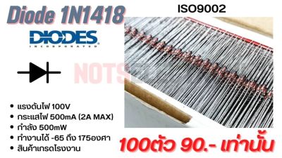 ไดโอด Diode รุ่น 1N4148 ไดโอดความถี่ 100V 500mA ยี่ห้อ DIODES สินค้าเกรดโรงงานแท้ ใช้ในวงจรแปลงไฟ/ทีวี/อื่นๆ  รายเอียด แรงดันไฟ 100V (55-100V) กระแส 500mA (2A MAX) กำลังไฟ 500mA ทำงานได้ที่อุณหภูมิ -65 ถึง 175องศา  ราคา 90.-/100ตัว