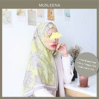 [MUSLEENA] THE FAMILY TREE SCARF . BUTTER YELLOW +6 More Colours. ผ้าพันคอ ผ้าคลุมผมสีเหลือง พาสเทล ลายเพ้นท์ต้นไม้ ป่า น้ำ สถาปัตย์ฯของมุสลิมกรุงเทพ ลวดลายวาดมือ