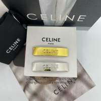 ซีลีน HAIR CLIP IN BRASS AND STEEL WITH GOLD FINISH GOLD ไม้กิ๊บหนีผม อะไหล่สีทอง โลโก้ CELINE ตัวนูน  อะไหล่ทองเงาสวยมาก