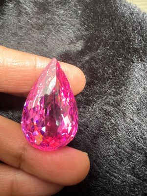 PINK SYNTHETIC DIAMOND  พลอย เพชรรัสเซีย AAA 20x30 มม (1 เม็ด) หนักรวม 99 กะรัต CUBIC ZIRCONIA CZ PEAR SHAPE MM (1PCS)