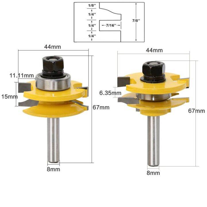 Mata Profil Tongue & Groove Router Trimmer Panel Sambung Kayu Jointing ...