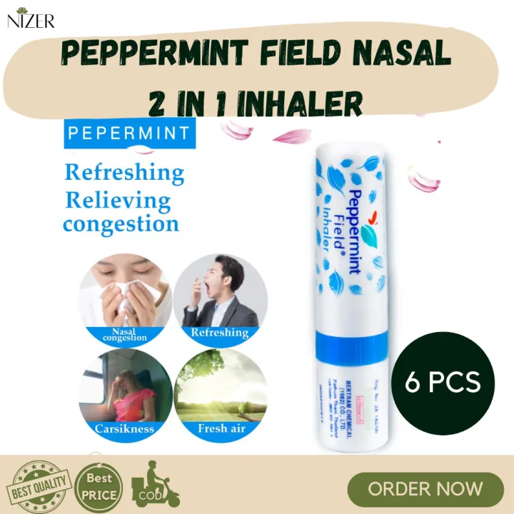 NIZER Peppermint Field Nasal 2 in 1 Inhaler Oil Aromatics (Pack of 6