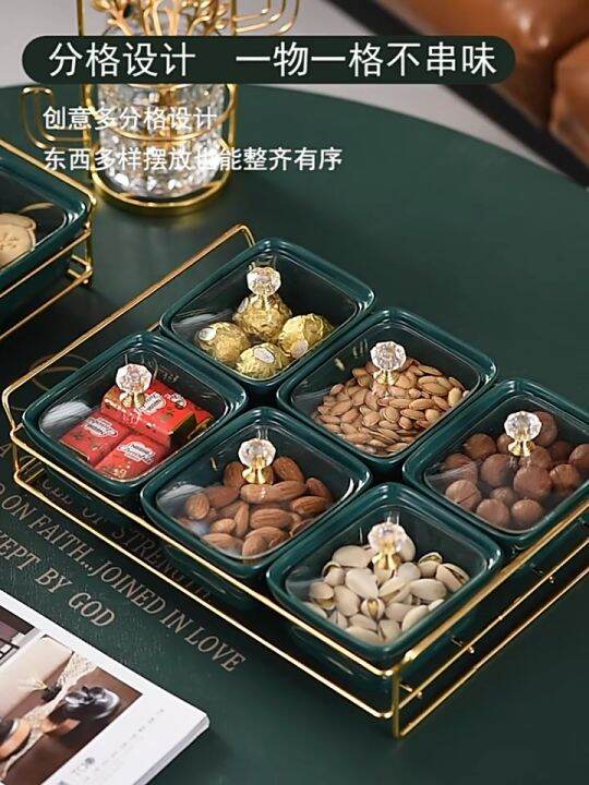 Ceramic Dried Fruit Plate Creative Snack Bowl with Cover, Removable