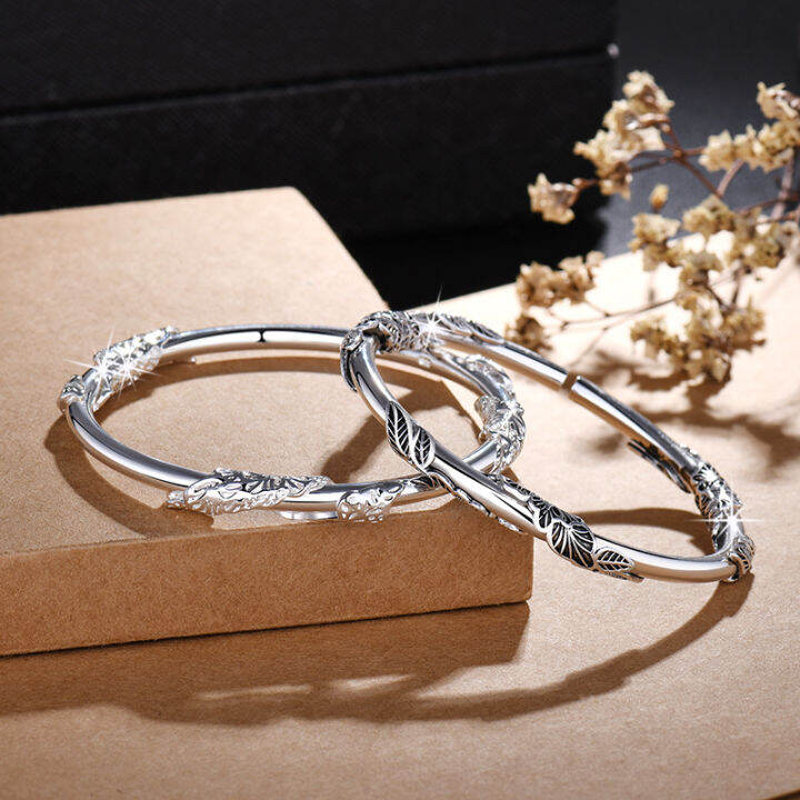 Hollow hot sale silver bangle