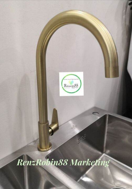 Antique Gold Matte Kitchen Faucet, single 304 stainless with free 50cm hose Lazada PH