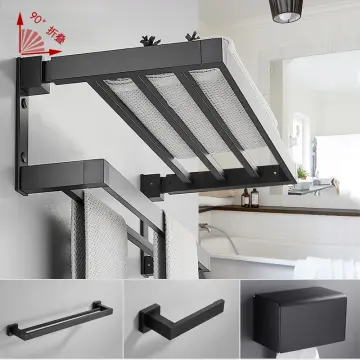 ULA Black Bathroom Shelf 30/40/50/60 cm Kitchen Wall Shelf Shower