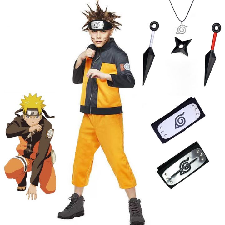 Anime Naruto Shippuden Uzumaki Naruto Cosplay Costume Jacket Pant Full  Outfit/