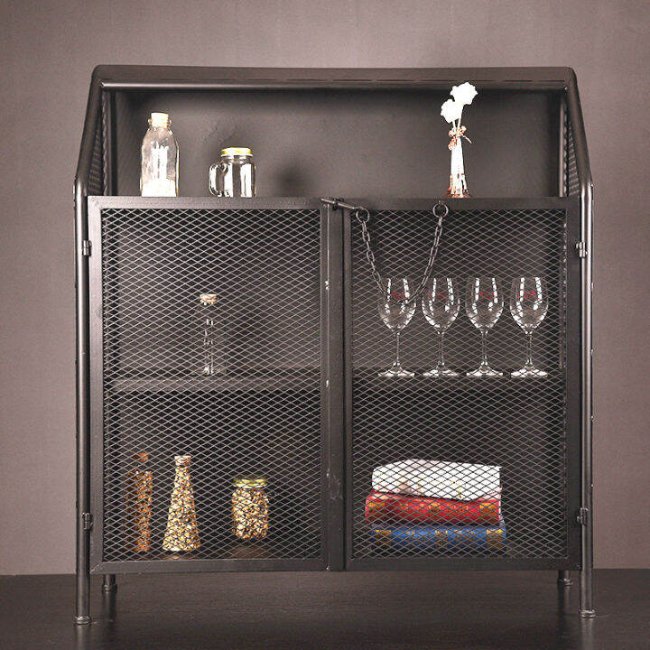 American Style Iron Retro Distressed Buffet Sideboard Liquor