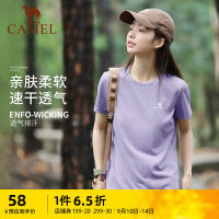 CAMEL เสื้อยืดแขนสั้นแห้งเร็วใส่กลางแจ้งสำหรับผู้หญิงเสื้อผ้าไอซ์ซิลค์เย็นสบายแบบฤดูร้อนปี2023เสื้อยืดกีฬาทรงหลวมสำหรับผู้ชาย