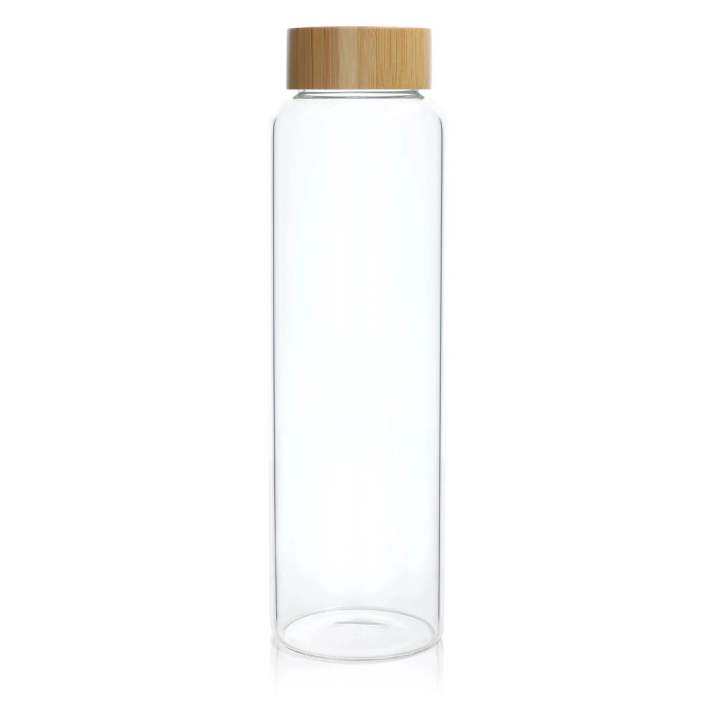 1 Liter/ 1000 ml Personalized Glass Water Bottle / Tumbler with Bamboo ...