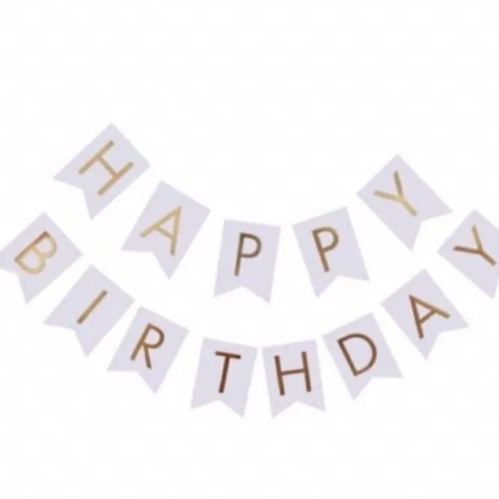 Happy Birthday Banderitas White and Gold Banner Party (Big) | Lazada PH