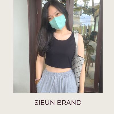 SIEUN BRAND :เสื้อกล้ามครอป ทรงสวย เก็บเนื้อรักแร้ เสื้อแขนกุดครอป เสื้อแขนกุด เสื้อกล้ามครอปผู้หญิงทรงสวย SI009 - Duwnie Crop Tank Top