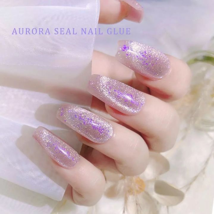 ท็อปเจล-ท็อปเกร็ดออโรล่า-ท็อปกาแลกซี่-ทาทับได้ทุกสี-aurora-glitter-sealing-nail-gel-uv-gel-aurora-seal-layer