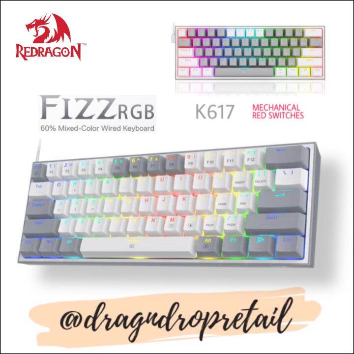 Redragon FIZZ K617 Wired RGB 60% Gaming Keyboard, 61 Keys Compact ...