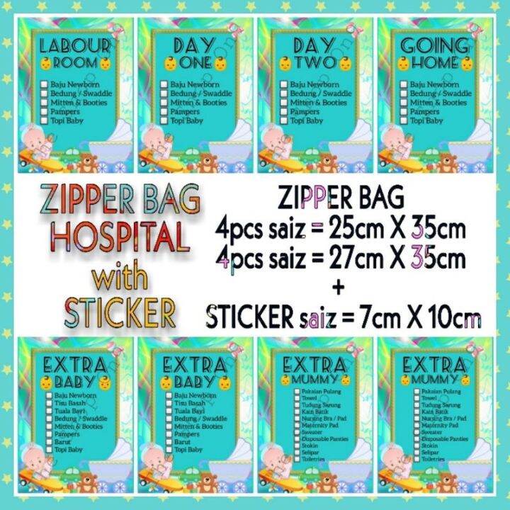 👼🏻8pcs ZIPPER+STICKER👼🏻Ziplock Packing Baju Bayi Maternity Plastik