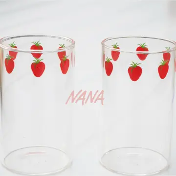 300ml Strawberry Cute Glass Cup With Straw Creative Transparent Water Cup  Student Milk Heat Resistant Glass Nana - AliExpress