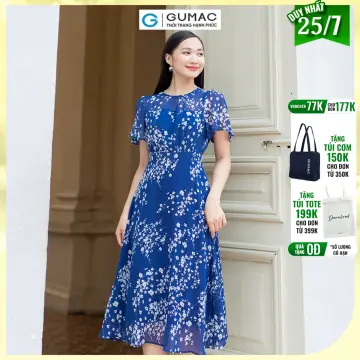 Váy Đầm Nữ Chấm Bi Xếp Eo Thời Trang Gumac Ms09925 mua Online giá tốt   NhaBanHangcom