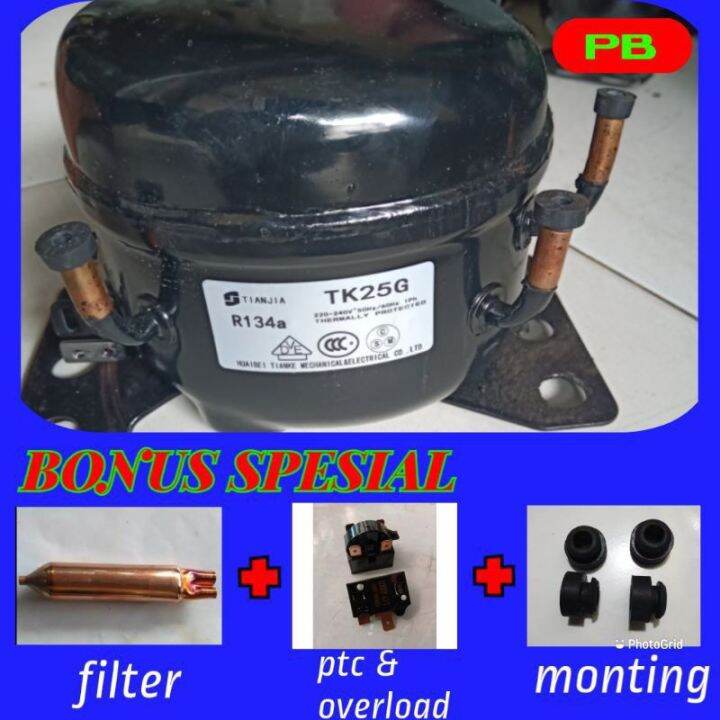 Kompresor dispenser,kulkas mini 1/10pk TK25G freon 134A free filter,PTC