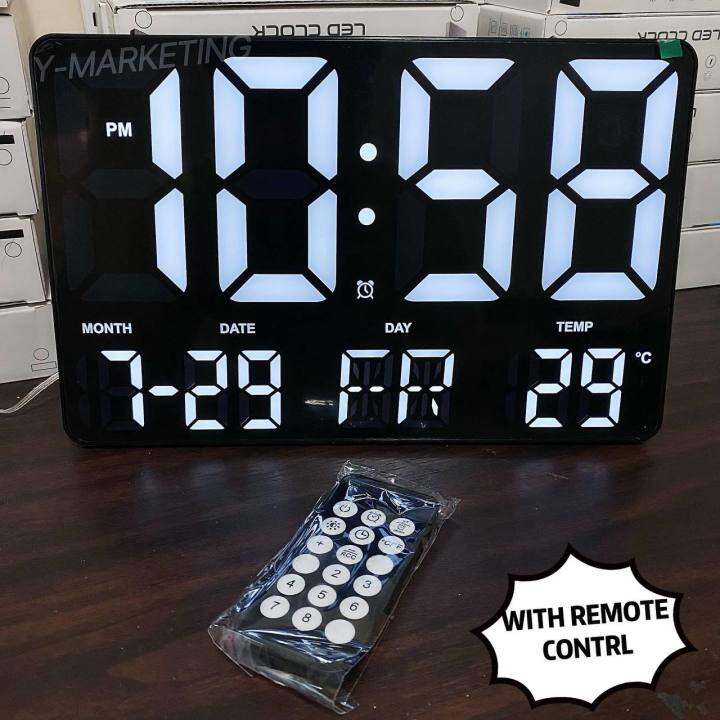 (0717) LED LARGE Display Digits With Remote Control Alarm Clock Wall