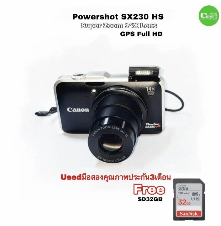 Canon Powershot SX230 HS Used camera 12.1MP 14X Lens Full HD Macro 5cm